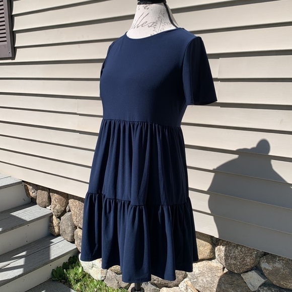 Nik AND NASH Short Sleeve Ruffled Babydoll Dress - Navy - Picture 4 of 15